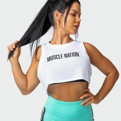 Muscle Nation Agile Ultra Cropped Tank - White Womens