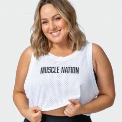 Muscle Nation Agile Ultra Cropped Tank - White Womens