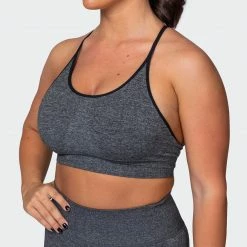 Budget ❤️ Muscle Nation All Day Strap Seamless Bra - Charcoal Marl 👏 24 Muscle Nation All Day Strap Seamless Bra - Charcoal Marl