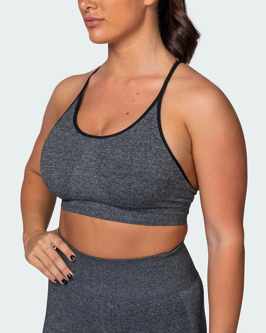 Budget ❤️ Muscle Nation All Day Strap Seamless Bra - Charcoal Marl 👏 12 Muscle Nation All Day Strap Seamless Bra - Charcoal Marl