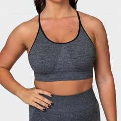 Budget ❤️ Muscle Nation All Day Strap Seamless Bra - Charcoal Marl 👏 26 Muscle Nation All Day Strap Seamless Bra - Charcoal Marl
