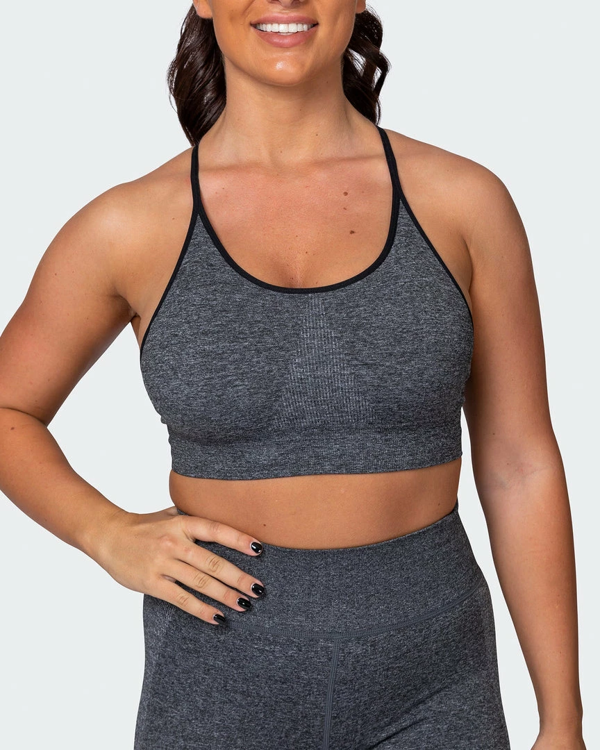 Budget ❤️ Muscle Nation All Day Strap Seamless Bra - Charcoal Marl 👏 14 Muscle Nation All Day Strap Seamless Bra - Charcoal Marl