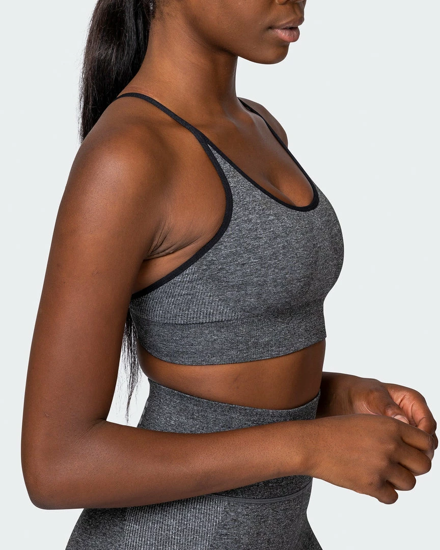 Budget ❤️ Muscle Nation All Day Strap Seamless Bra - Charcoal Marl 👏 15 Muscle Nation All Day Strap Seamless Bra - Charcoal Marl