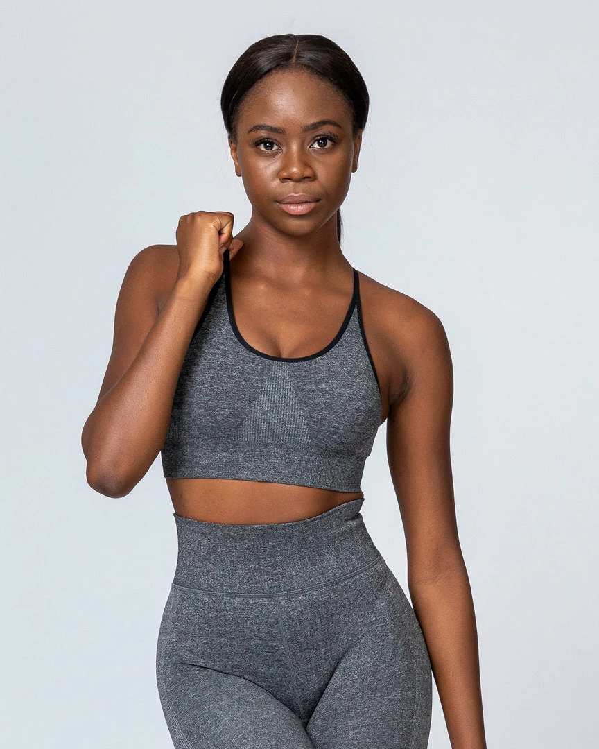 Budget ❤️ Muscle Nation All Day Strap Seamless Bra - Charcoal Marl 👏 3 Muscle Nation All Day Strap Seamless Bra - Charcoal Marl