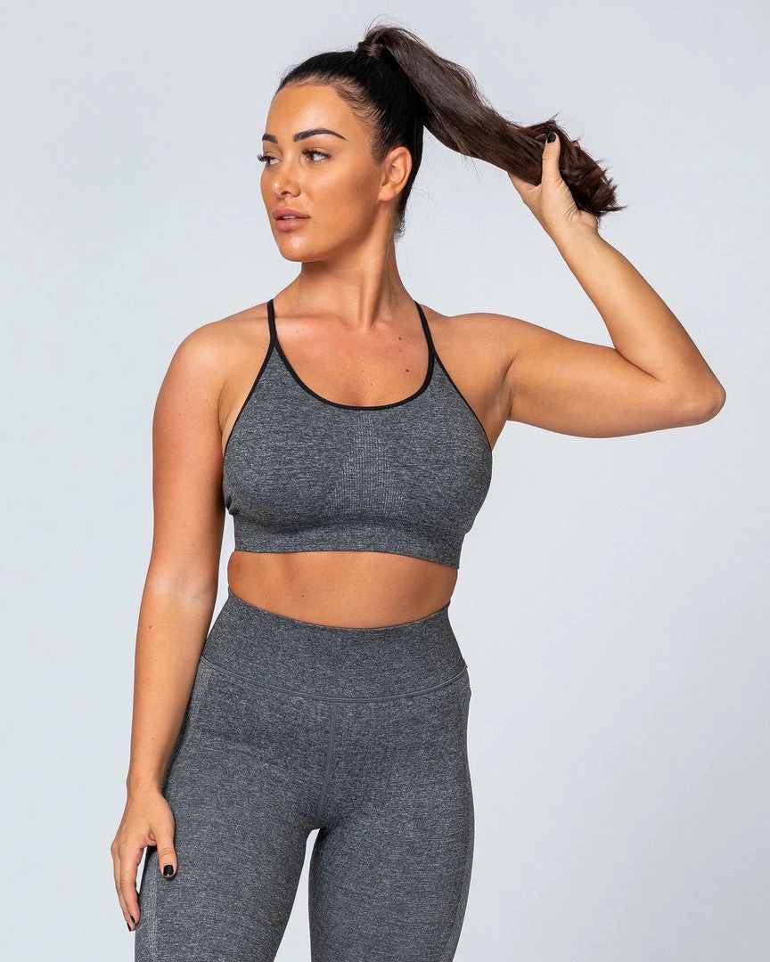 Budget ❤️ Muscle Nation All Day Strap Seamless Bra - Charcoal Marl 👏 4 Muscle Nation All Day Strap Seamless Bra - Charcoal Marl
