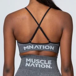 Budget ❤️ Muscle Nation All Day Strap Seamless Bra - Charcoal Marl 👏 17 Muscle Nation All Day Strap Seamless Bra - Charcoal Marl