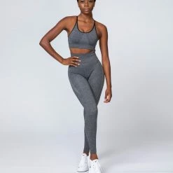 Budget ❤️ Muscle Nation All Day Strap Seamless Bra - Charcoal Marl 👏 19 Muscle Nation All Day Strap Seamless Bra - Charcoal Marl