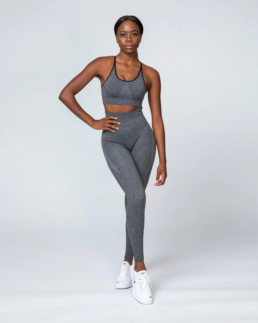 Budget ❤️ Muscle Nation All Day Strap Seamless Bra - Charcoal Marl 👏 7 Muscle Nation All Day Strap Seamless Bra - Charcoal Marl