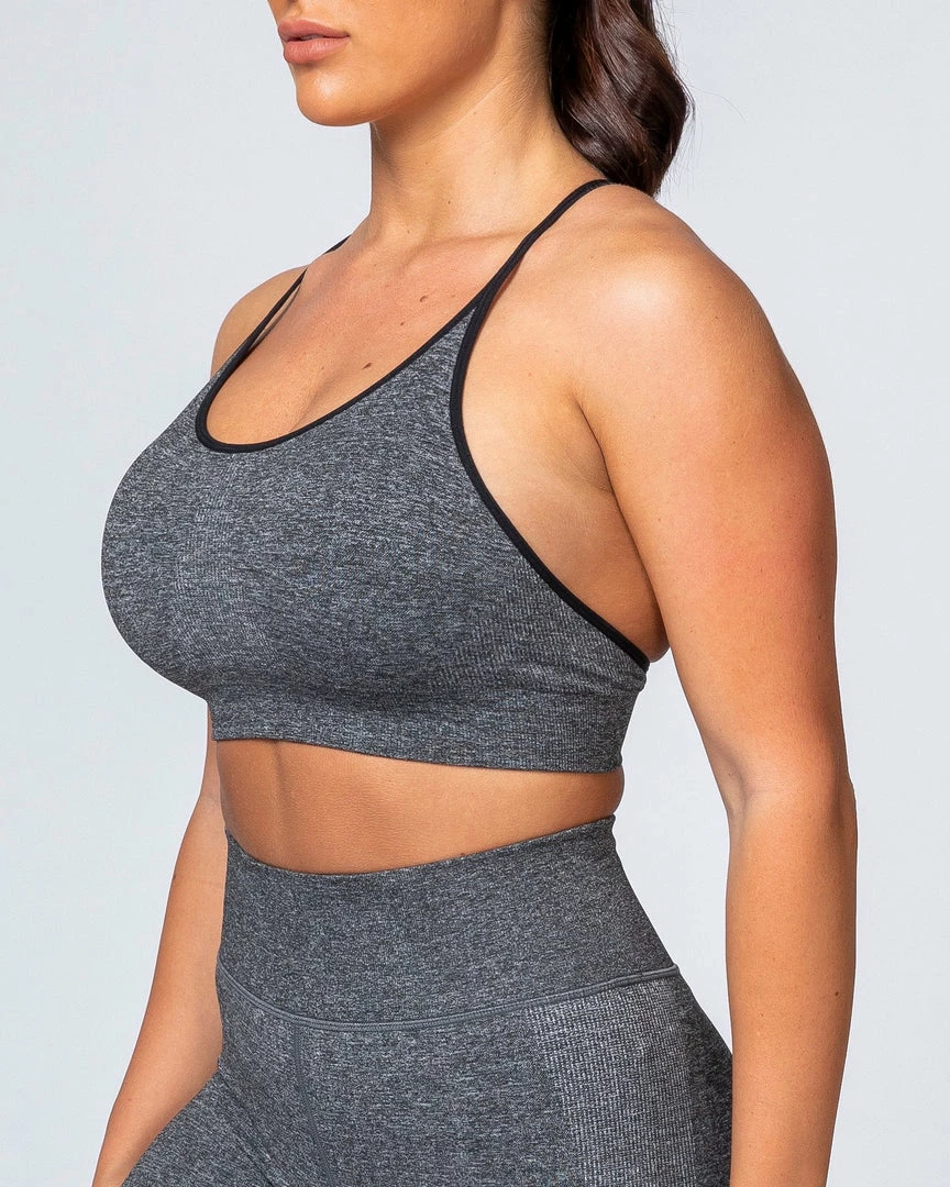 Budget ❤️ Muscle Nation All Day Strap Seamless Bra - Charcoal Marl 👏 8 Muscle Nation All Day Strap Seamless Bra - Charcoal Marl