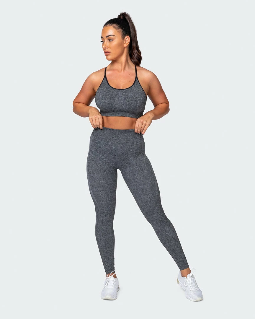 Budget ❤️ Muscle Nation All Day Strap Seamless Bra - Charcoal Marl 👏 9 Muscle Nation All Day Strap Seamless Bra - Charcoal Marl