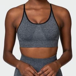 Budget ❤️ Muscle Nation All Day Strap Seamless Bra - Charcoal Marl 👏 22 Muscle Nation All Day Strap Seamless Bra - Charcoal Marl