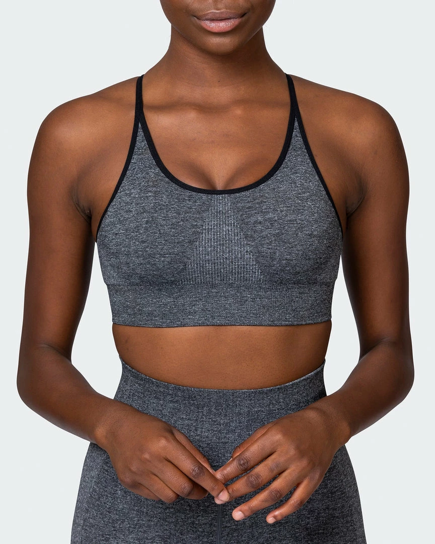 Budget ❤️ Muscle Nation All Day Strap Seamless Bra - Charcoal Marl 👏 10 Muscle Nation All Day Strap Seamless Bra - Charcoal Marl