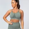 Muscle Nation Womens All Day Strap Seamless Bra - Khaki Marl