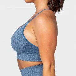 Muscle Nation All Day Strap Seamless Bra - Navy Marl Womens