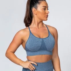 Muscle Nation All Day Strap Seamless Bra - Navy Marl Womens