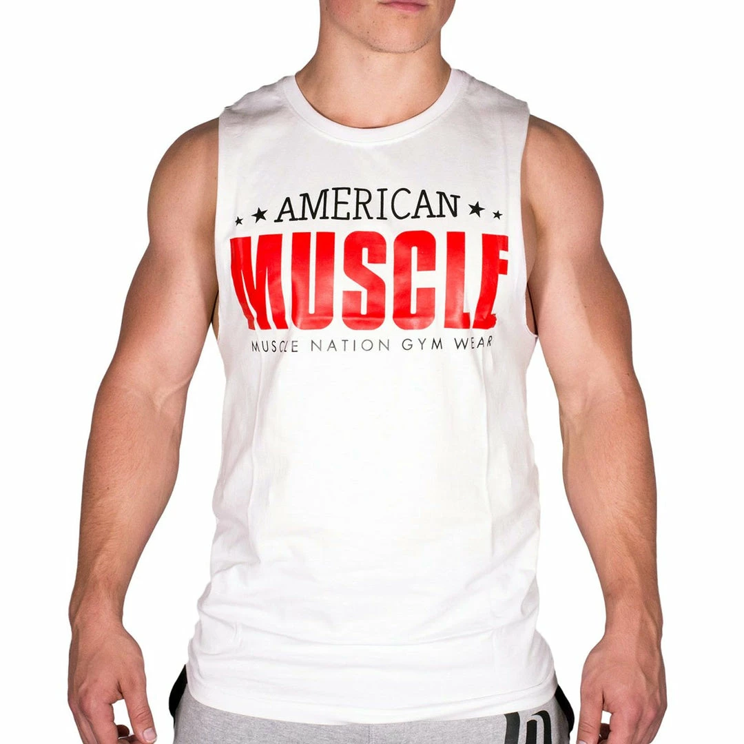 Best deal 𧨠Muscle Nation American Muscle Tank - White π 3 Muscle Nation American Muscle Tank - White