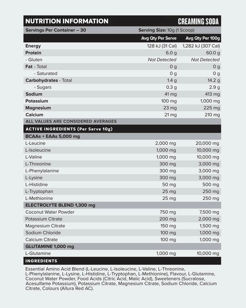 Buy ๐ฅฐ Muscle Nation 30% EOFY SALE AMINOS BCAAs EAAs - Creaming Soda - 30 Serves ๐ 5 Muscle Nation 30% EOFY SALE AMINOS BCAAs EAAs - Creaming Soda - 30 Serves