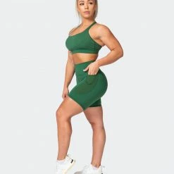 Muscle Nation Womens AMRAP Bike Shorts - Fir Green