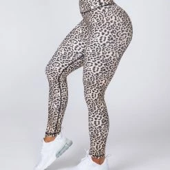 Muscle Nation Signature Scrunch Ankle Length Leggings - Yellow Leopard