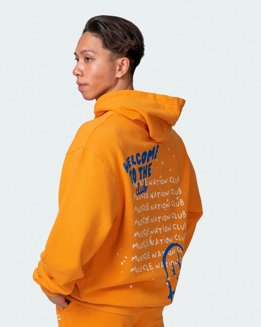 Brand new ๐ Muscle Nation Welcome To The Club Mens MN Squad Oversized Vintage Hoodie - Washed Fireball ๐ 3 Muscle Nation Welcome To The Club Mens MN Squad Oversized Vintage Hoodie - Washed Fireball