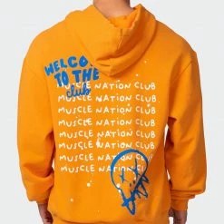 Brand new ๐ Muscle Nation Welcome To The Club Mens MN Squad Oversized Vintage Hoodie - Washed Fireball ๐ 14 Muscle Nation Welcome To The Club Mens MN Squad Oversized Vintage Hoodie - Washed Fireball