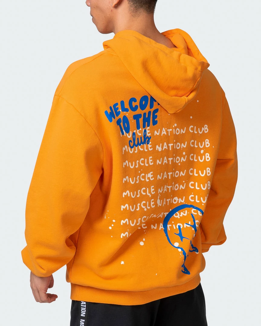 Brand new ๐ Muscle Nation Welcome To The Club Mens MN Squad Oversized Vintage Hoodie - Washed Fireball ๐ 7 Muscle Nation Welcome To The Club Mens MN Squad Oversized Vintage Hoodie - Washed Fireball