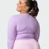 Muscle Nation MN Everyday Cropped Long Sleeve Top - Lilac Welcome To The Club