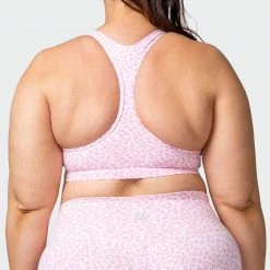 Muscle Nation Flex Bra - Rose Quartz Mini Cheetah Print Welcome To The Club