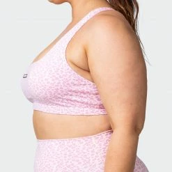 Muscle Nation Flex Bra - Rose Quartz Mini Cheetah Print Welcome To The Club