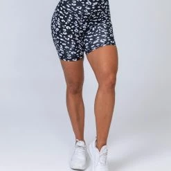 Muscle Nation Signature Scrunch Bike Shorts - Black Leopard Scrunch Bum