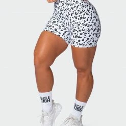 Muscle Nation Signature Scrunch Bike Shorts - Snow Leopard