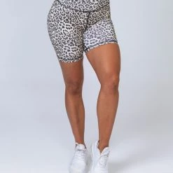 Muscle Nation Signature Scrunch Bike Shorts - Yellow Leopard
