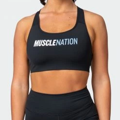 Muscle Nation Strike Bra - Black Womens