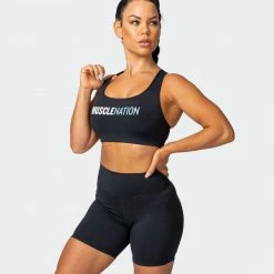 Muscle Nation Strike Bra - Black Womens