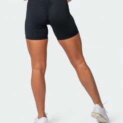 Muscle Nation Prize Fighter Bike Shorts - Black W/ White & Cashmere Blue Womens