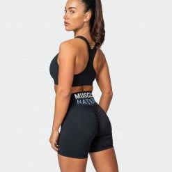 Brand new 🥰 Muscle Nation Prize Fighter Bike Shorts - Black W/ White & Cashmere Blue 👩 Womens ❤️ 15 Muscle Nation Prize Fighter Bike Shorts - Black W/ White & Cashmere Blue Womens