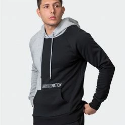 Muscle Nation Fast Break Hoodie - Black/Light Grey Marl