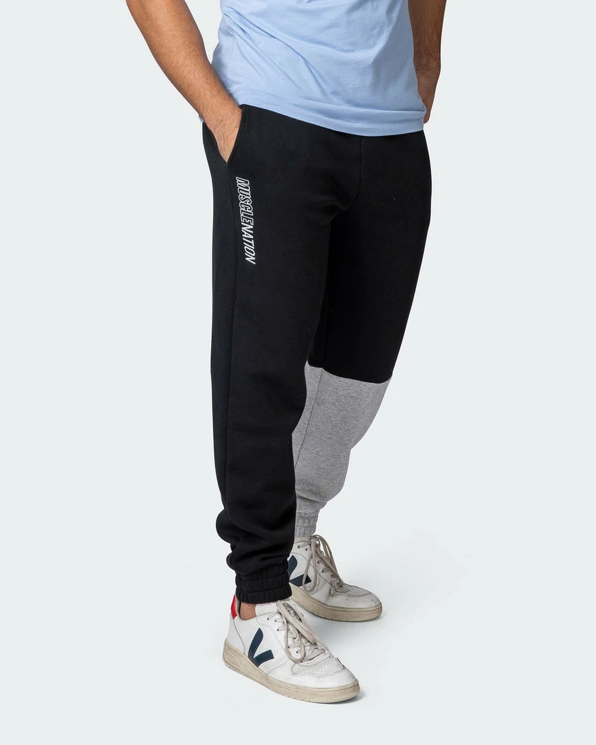 Budget 🤩 Muscle Nation Fast Break Trackies - Black/Light Grey Marl 🤩 3 Muscle Nation Fast Break Trackies - Black/Light Grey Marl