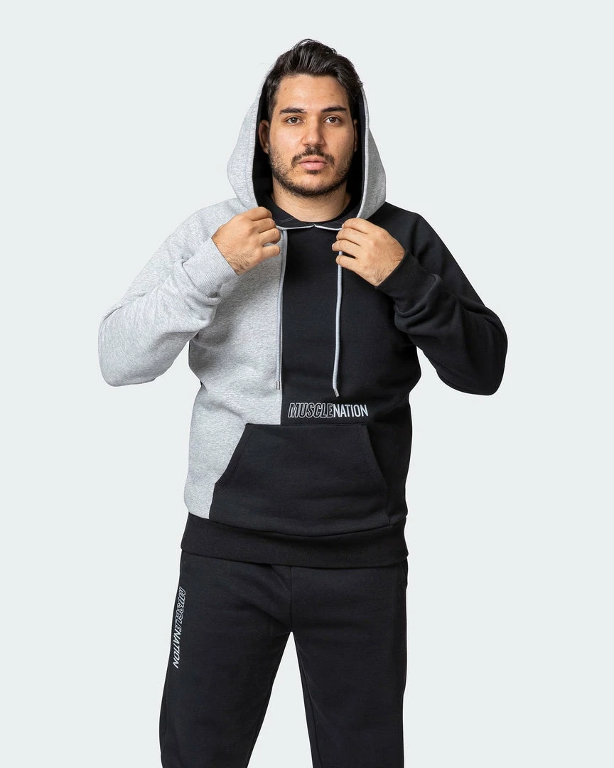 Budget 🤩 Muscle Nation Fast Break Trackies - Black/Light Grey Marl 🤩 10 Muscle Nation Fast Break Trackies - Black/Light Grey Marl