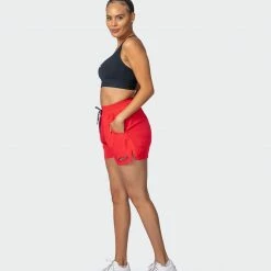 Discount ๐ฅฐ Muscle Nation ๐ฉ Womens Bolt Training Shorts - Hot Red ๐ 18 Muscle Nation Womens Bolt Training Shorts - Hot Red