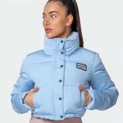 Muscle Nation Sideline Cropped Puffer Jacket - Cashmere Blue