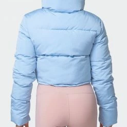 Muscle Nation Sideline Cropped Puffer Jacket - Cashmere Blue