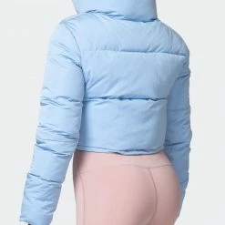Muscle Nation Sideline Cropped Puffer Jacket - Cashmere Blue