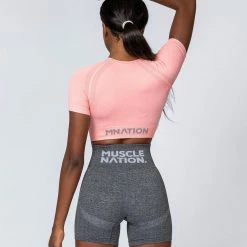 Muscle Nation Classic Seamless Tee - Ballet Pink Marl Womens