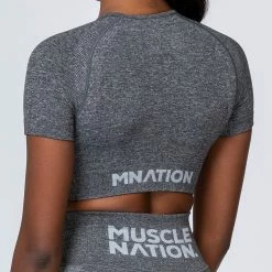 Muscle Nation Womens Classic Seamless Tee - Charcoal Marl