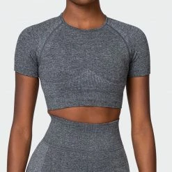 Muscle Nation Womens Classic Seamless Tee - Charcoal Marl