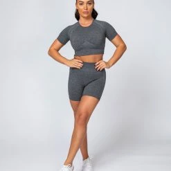Muscle Nation Womens Classic Seamless Tee - Charcoal Marl