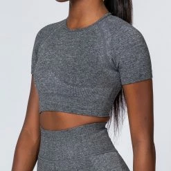 Muscle Nation Womens Classic Seamless Tee - Charcoal Marl