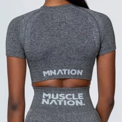 Muscle Nation Womens Classic Seamless Tee - Charcoal Marl
