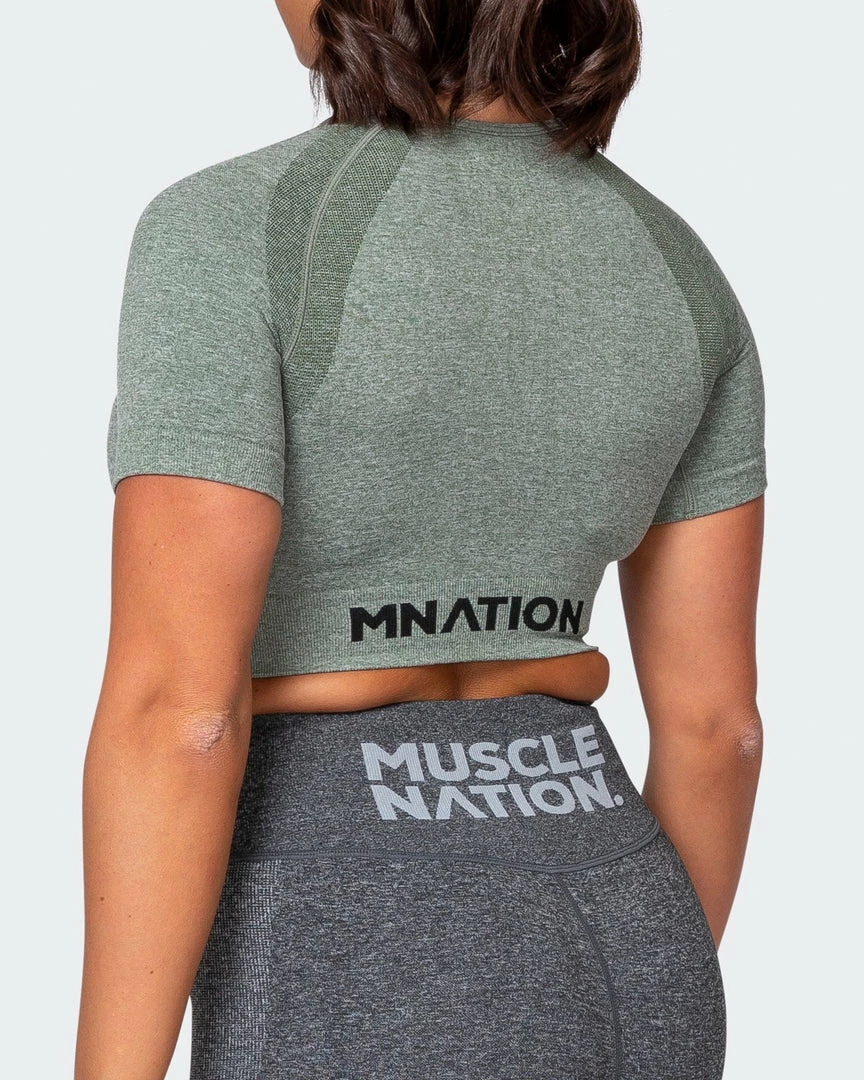 Best Sale ๐ Muscle Nation Classic Seamless Tee - Khaki Marl ๐ฉ Womens โ๏ธ 14 Muscle Nation Classic Seamless Tee - Khaki Marl Womens